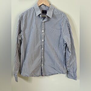 Untuckit Dunn Gray Checkered Long Sleeve Top Button Up Shirt Size Large